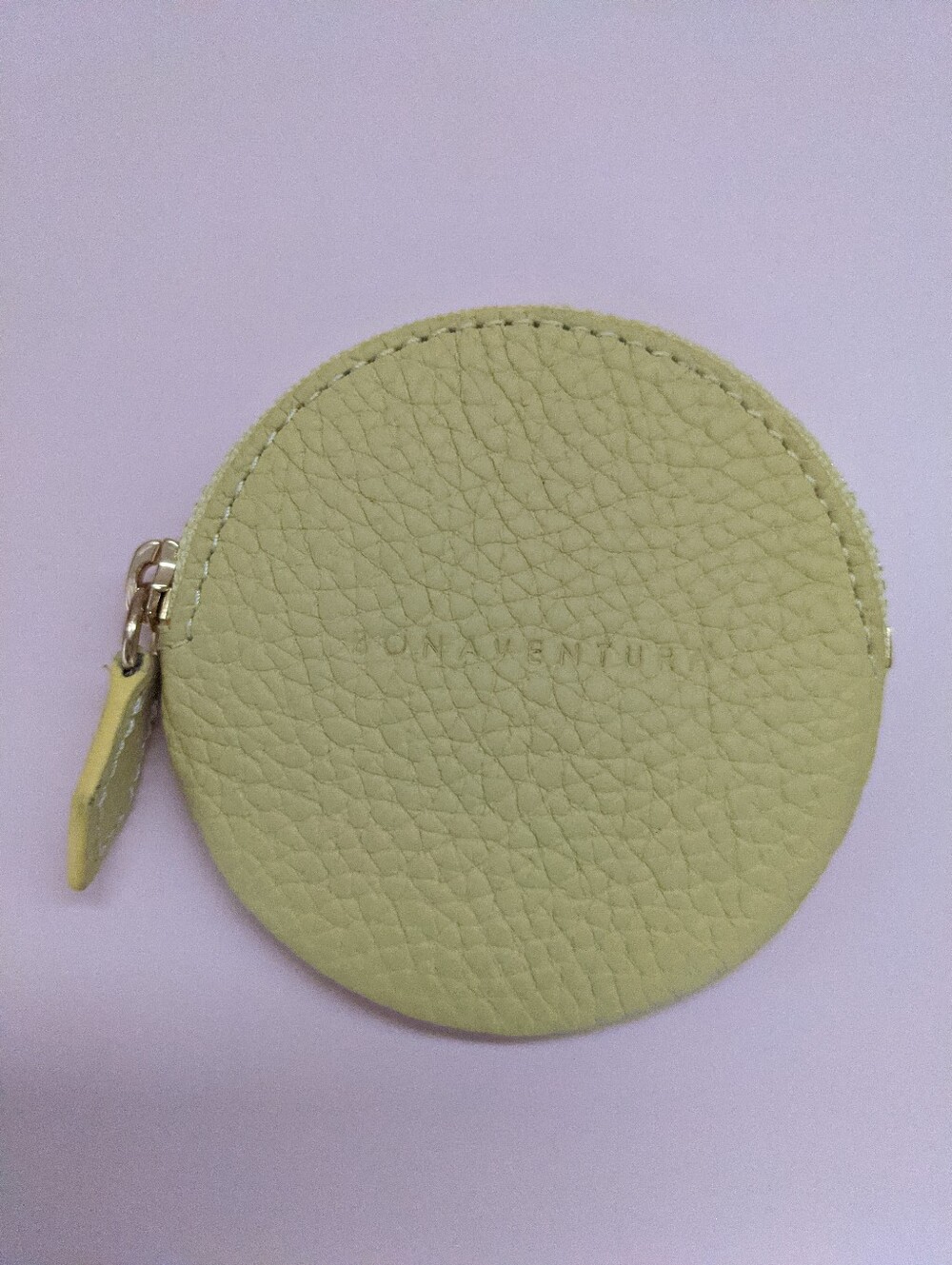 BONAVENTURA Leather Round Coin Purse Coin Pouch Jewelry Pouch Mini Zipper Case